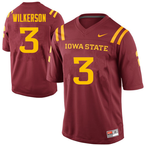 Iowa State Cyclones Men's #3 Reggie Wilkerson Nike NCAA Authentic Cardinal College Stitched Football Jersey ZQ42C44EM
